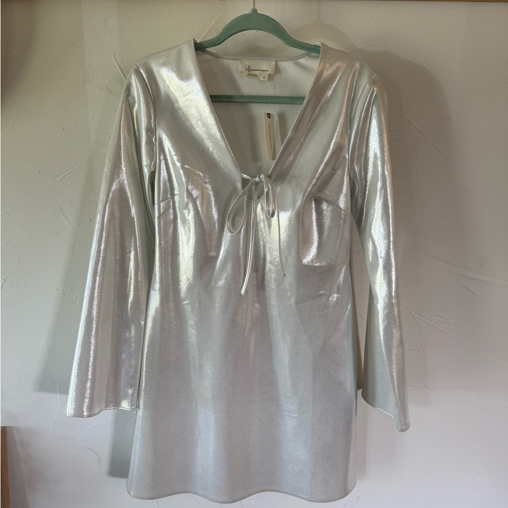 Anthropologie Silver Metallic Dress